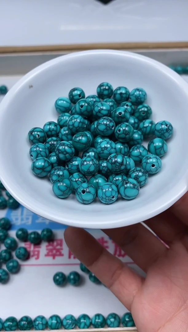 手饰玛瑙未镶嵌D380 乌兰花绿淞8mm10颗15元