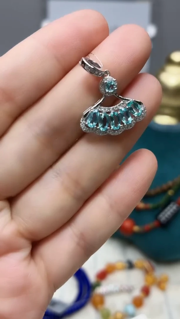 银S925镶嵌磷灰石吊坠014BJ1213产品一个（多样性）