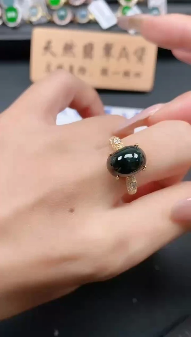银S925镶嵌戒指翡翠11