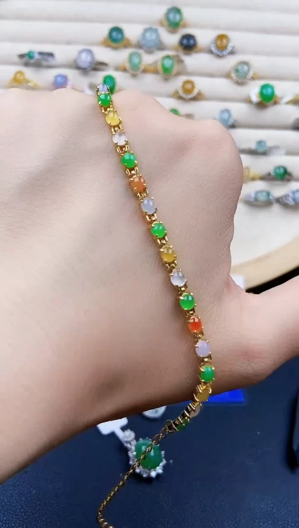 银S925镶嵌手链翡翠1211