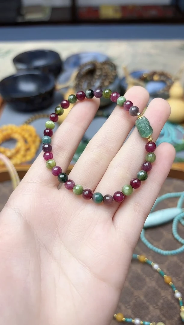 未镶嵌手串碧玺碧玺手串5mmQJG