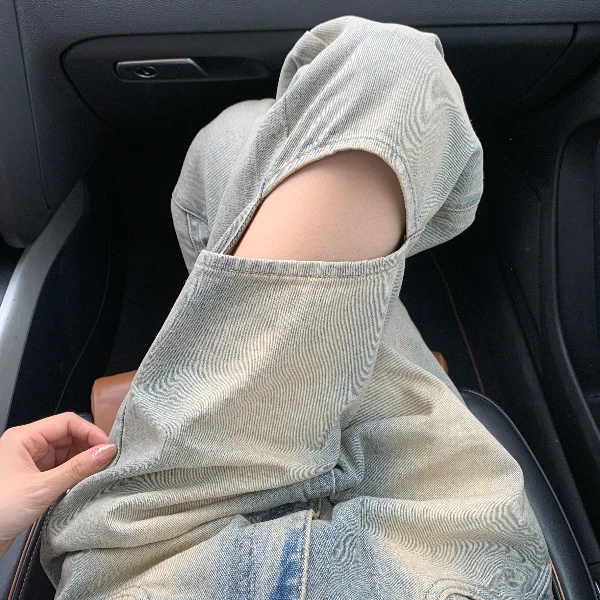 浅色阔腿牛仔裤女夏季新款高腰衣服气质穿搭宽松直筒窄版直筒裤