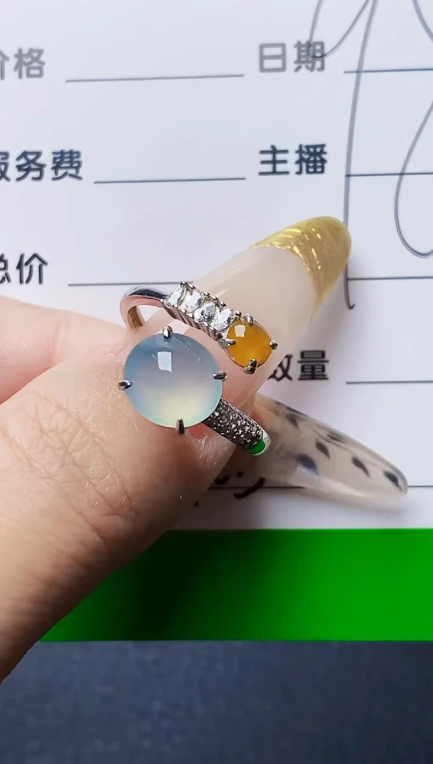 银S925镶嵌戒指翡翠6905