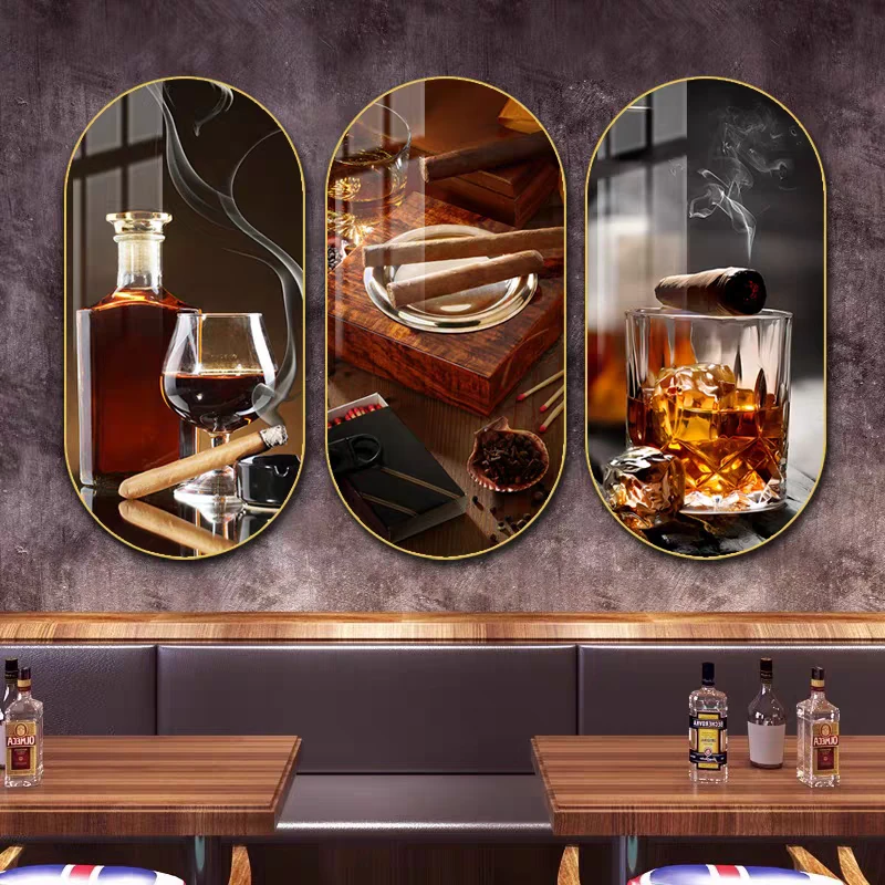 酒吧墙面装饰画美式复古雪茄挂画工业风威士忌海报清吧卫生间壁画