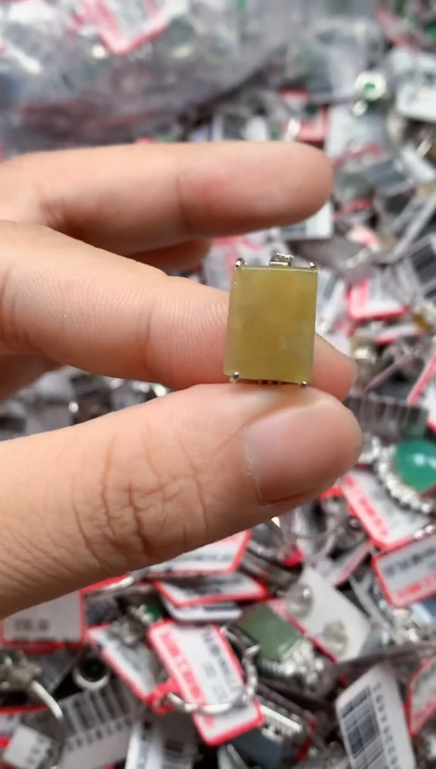 银S925镶嵌戒指翡翠天然A货缅甸翡翠