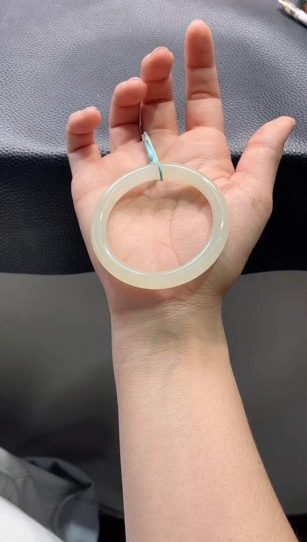 和田玉手镯未镶嵌和田玉青海料白玉手镯51圈口4003