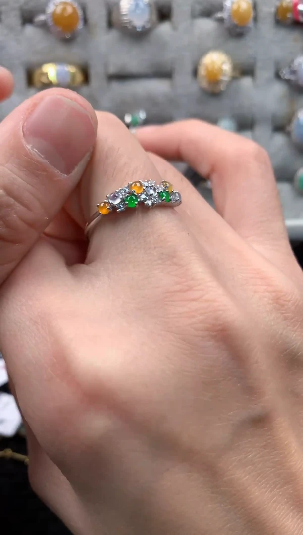 银S925镶嵌戒指翡翠222   31