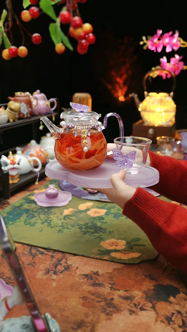 【闪购商品】紫色壶承+茶壶+链子+杯子