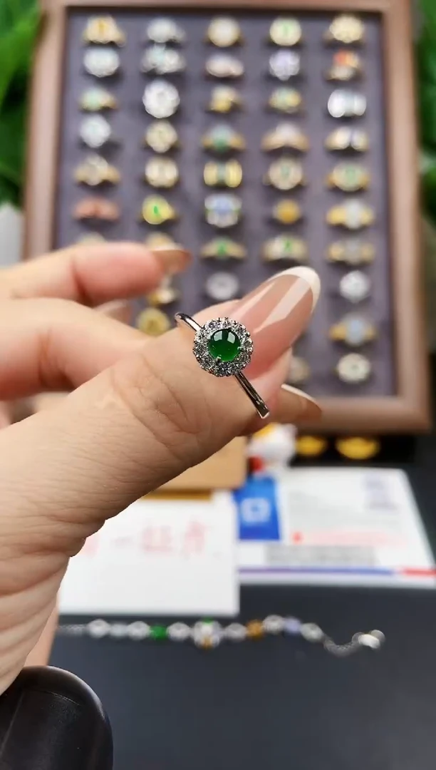 银S925镶嵌戒指翡翠12