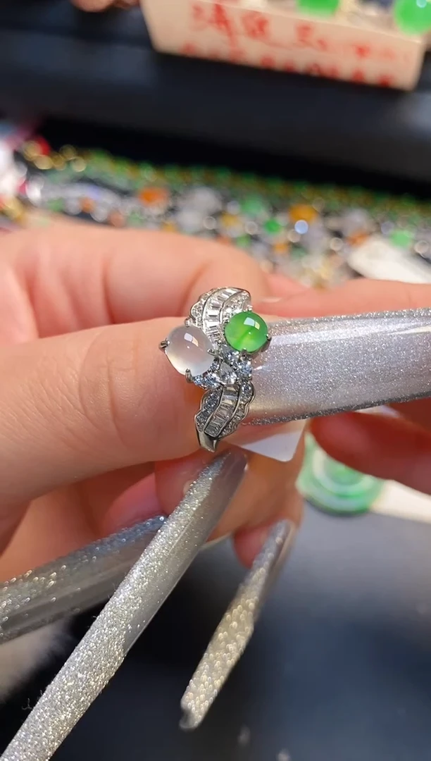 银S925镶嵌戒指翡翠天然