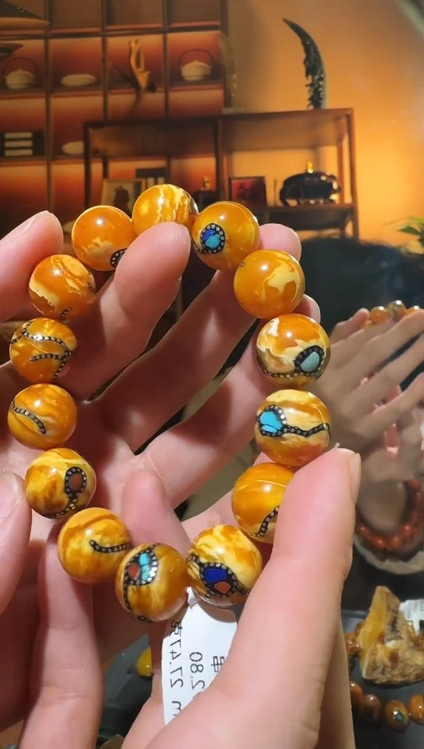 蜜蜡颈饰未镶嵌7135天然蜜蜡珠宝奇石