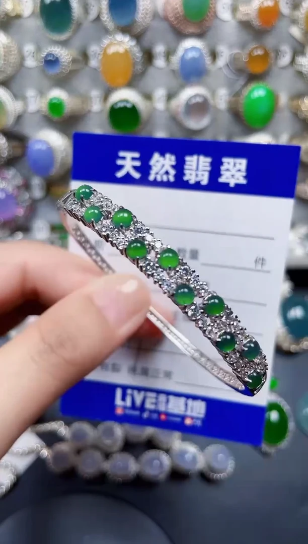 银S925镶嵌手镯翡翠117