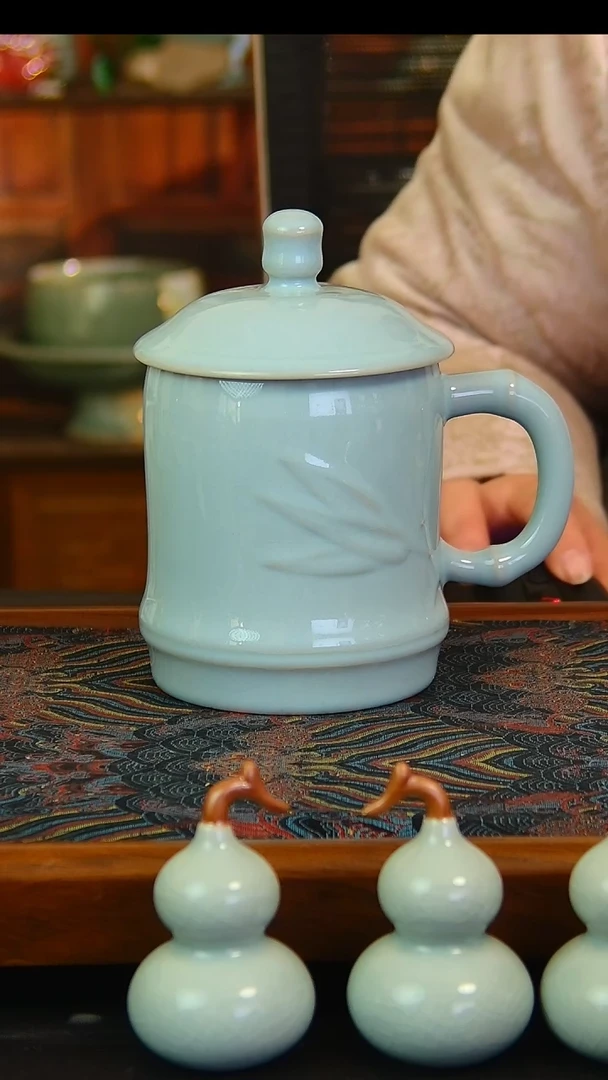 瓷片天青办公杯微瑕