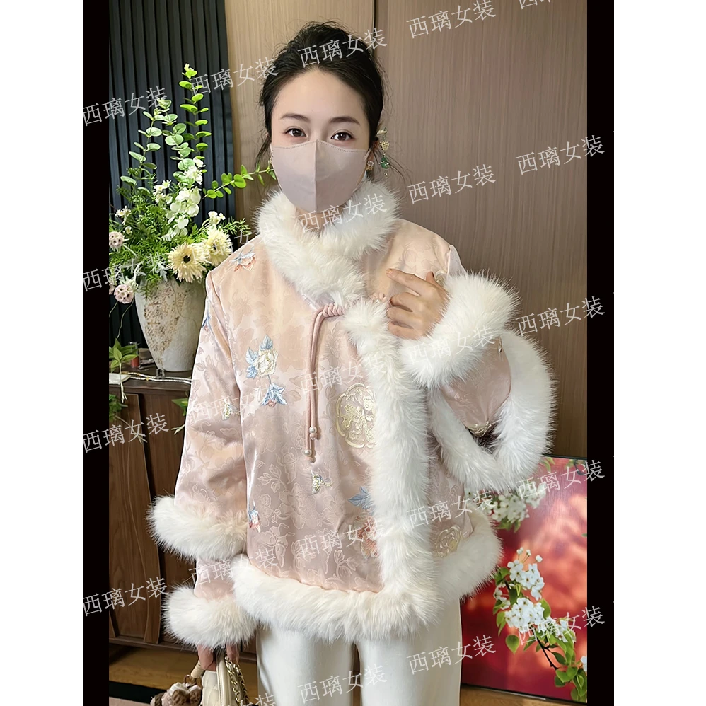 羽绒服【临冬之约 】白鸭绒女士刺绣薄款外套新中式中国风盘扣冬季