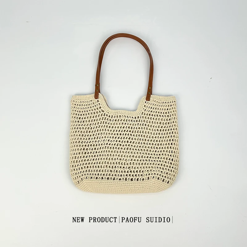 泡芙定制【包包】2024简约夏季沙滩编织斜跨单肩托特包女 50-100