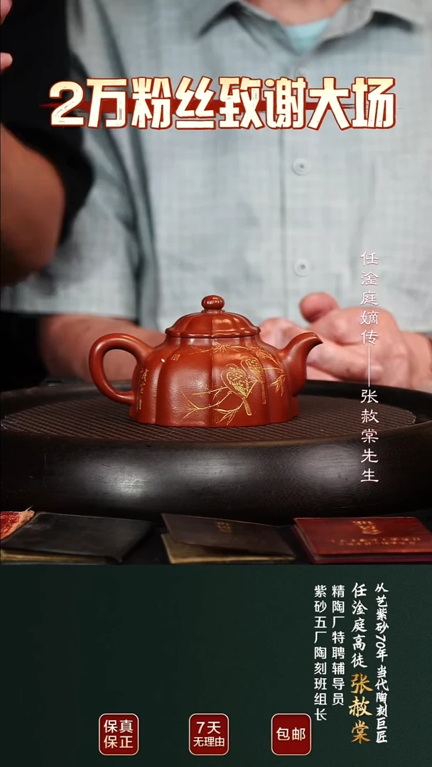 茶壶紫砂ZST13筋纹景舟红泥260cc
