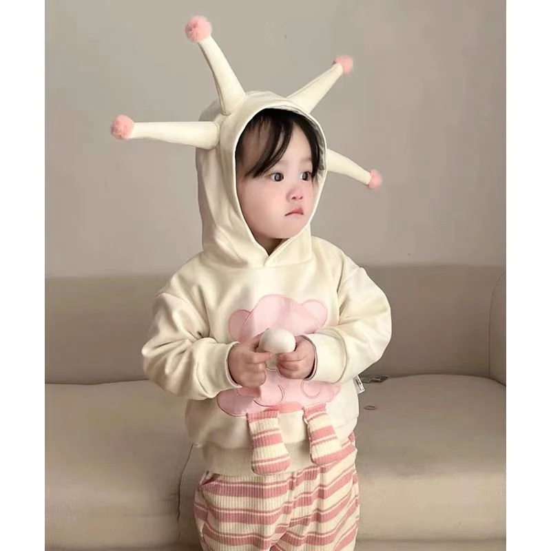 6272蘑菇卡通卫衣套装新款洋气时髦女宝宝衣服休闲两件套春秋