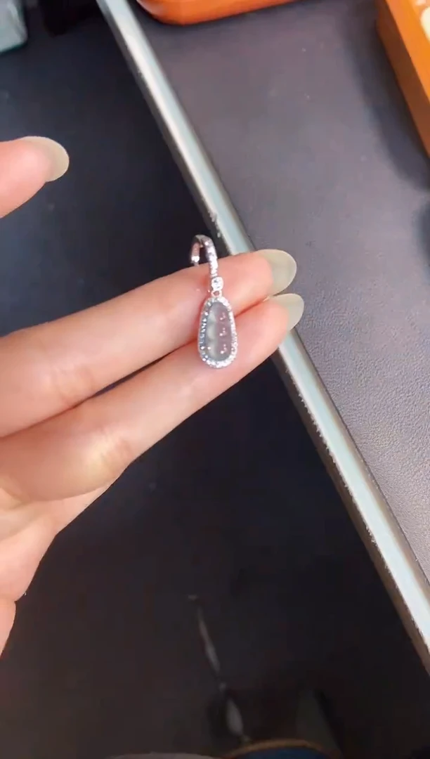 吊坠(不含链)银S925镶嵌翡翠天然A货翡翠