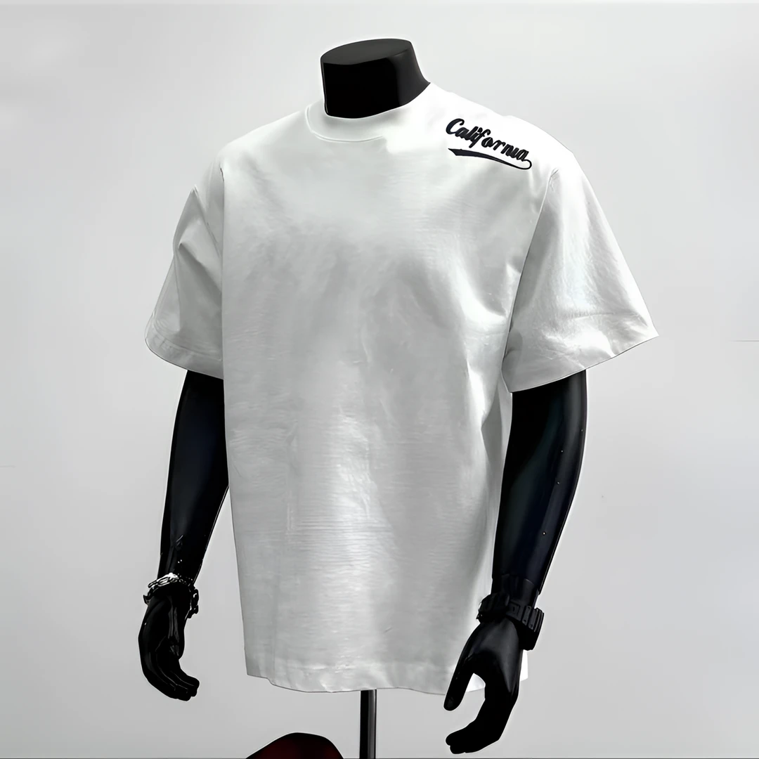 《万针刺绣.肩标》纯棉美式潮牌短袖t恤情侣宽松透气夏季时尚圆领