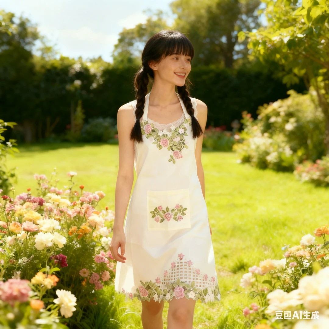 外贸出扣  纯棉  重工刺绣围裙