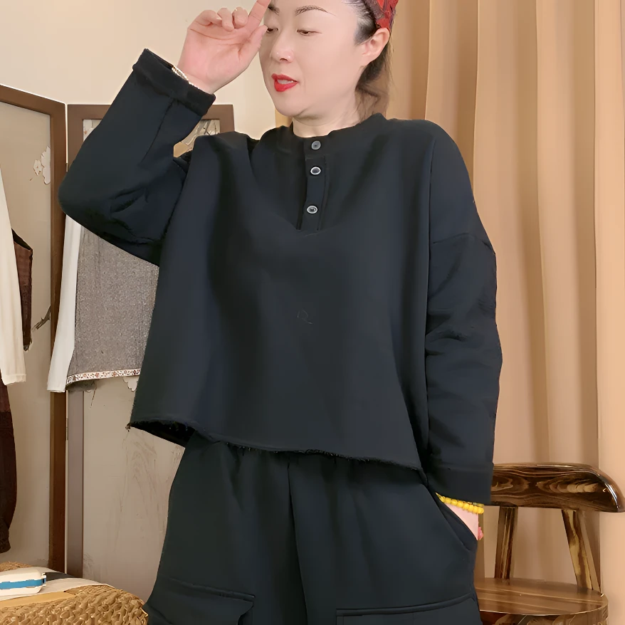 本古佳1220斯密绒亨利卫衣132*55休闲时尚百搭宽松显瘦高端气质女