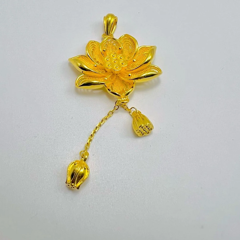 吊坠足银 荷花两世欢吊坠 时尚经典精美手工