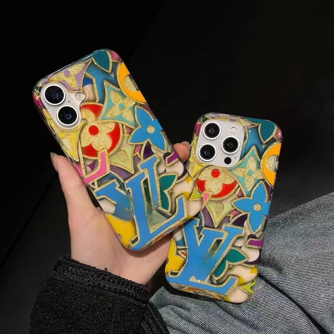 高级感彩色老花适用iPhone16ProMax手机壳防摔14奢华网红苹果15潮