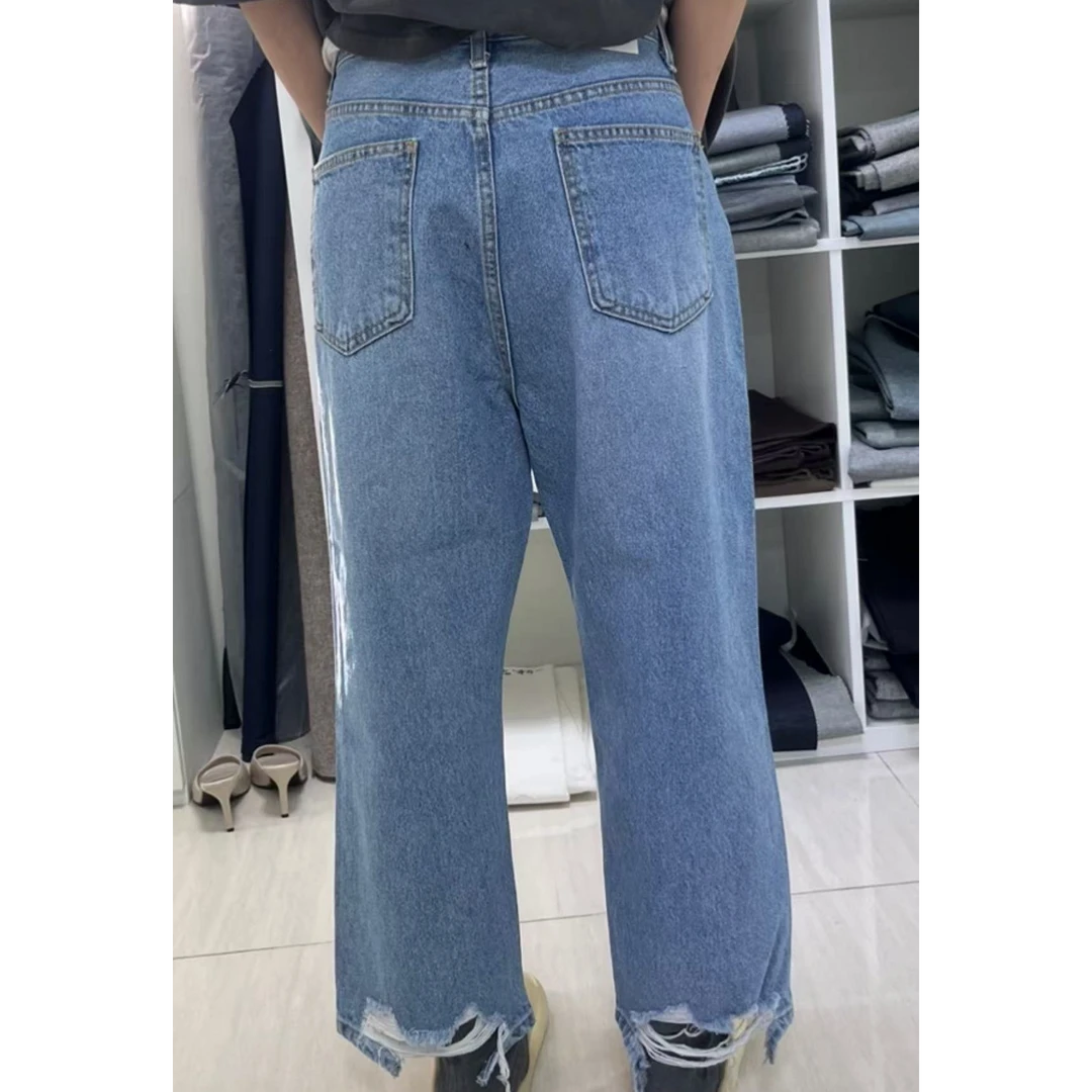 【IT】-茜茜欧尼-韩国东大门-IT-破跟牛仔裤