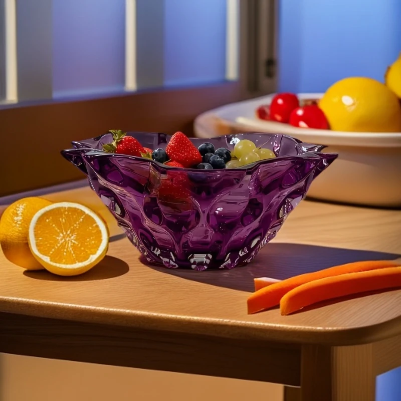 波西米亚紫色水晶玻璃水果盘大号干果零食果斗