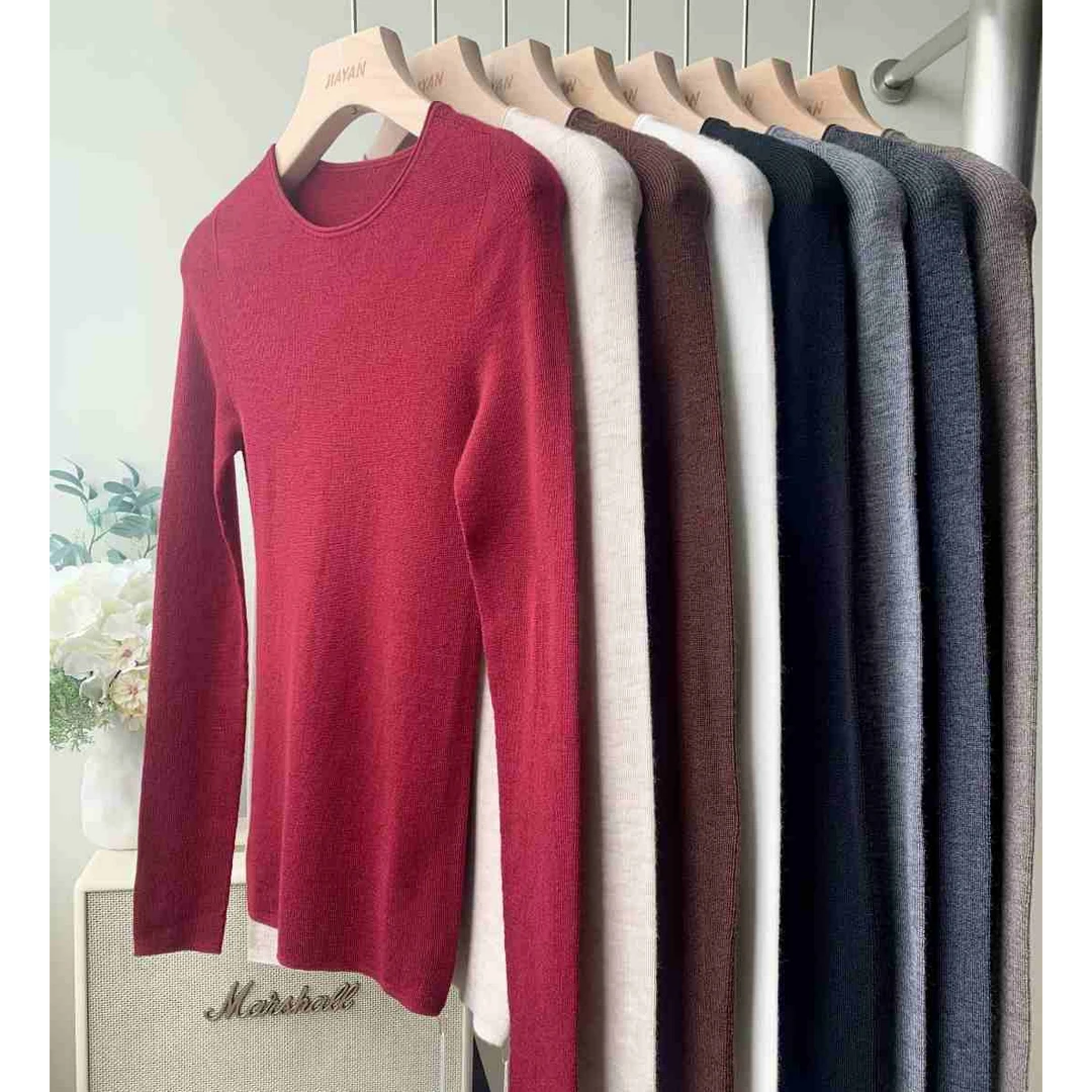 无缝一体48支扬子纱精纺可机洗圆领秋冬修身内搭打底上衣292427