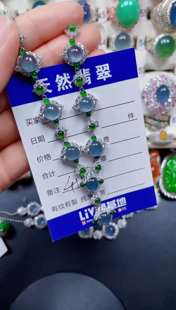 颈饰银S925镶嵌翡翠415