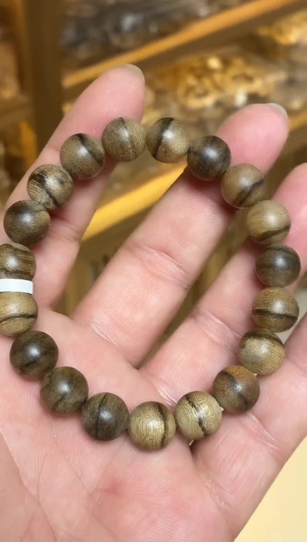 沉香手串 达拉干圆珠单圈虎皮纹1.1多样性发其一10