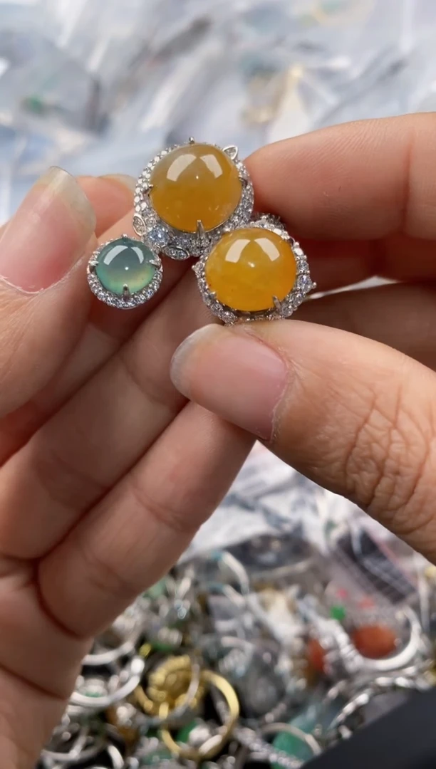 银S925镶嵌戒指翡翠999---7