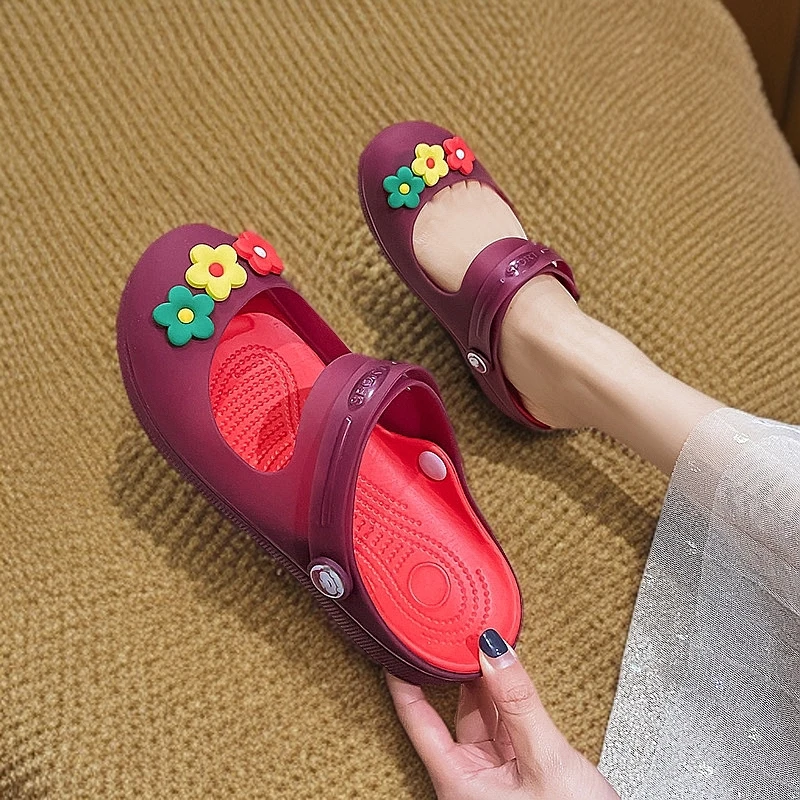凉鞋女夏季花朵果冻洞洞鞋女拖鞋新款韩版厚底玛丽珍学生沙滩鞋潮