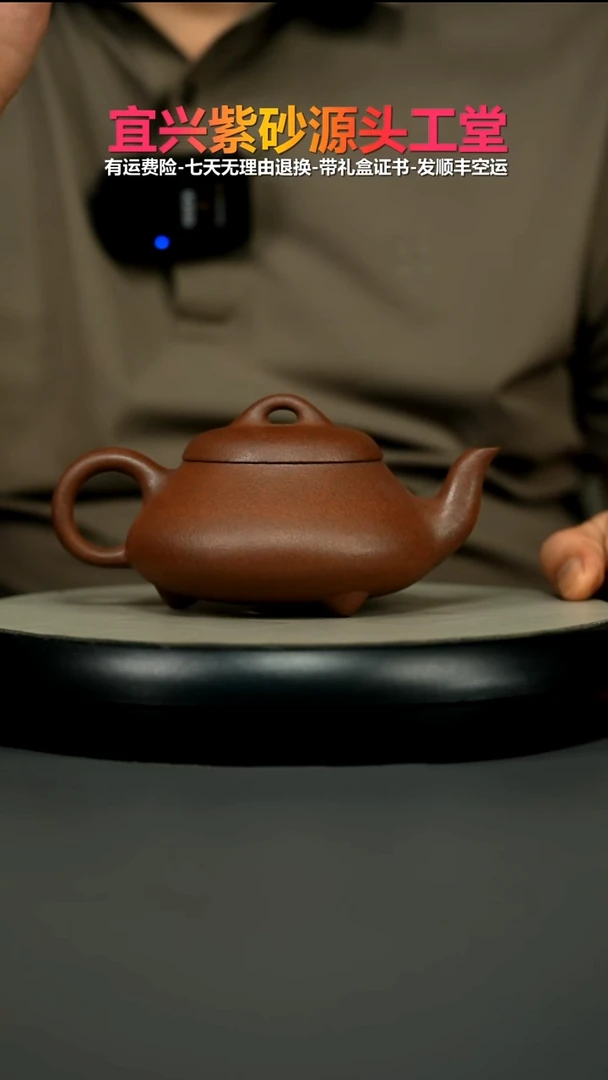 茶壶紫砂李传荣乌金砂汉棠石瓢280CC