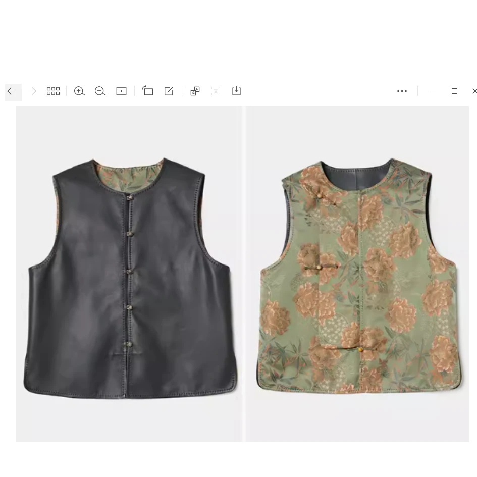 GINAYOLAN【富贵同春】新国风双面穿全真丝宋锦羊皮圆领马甲背心