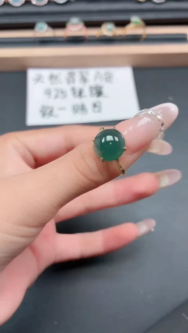 银S925镶嵌戒指翡翠1111111