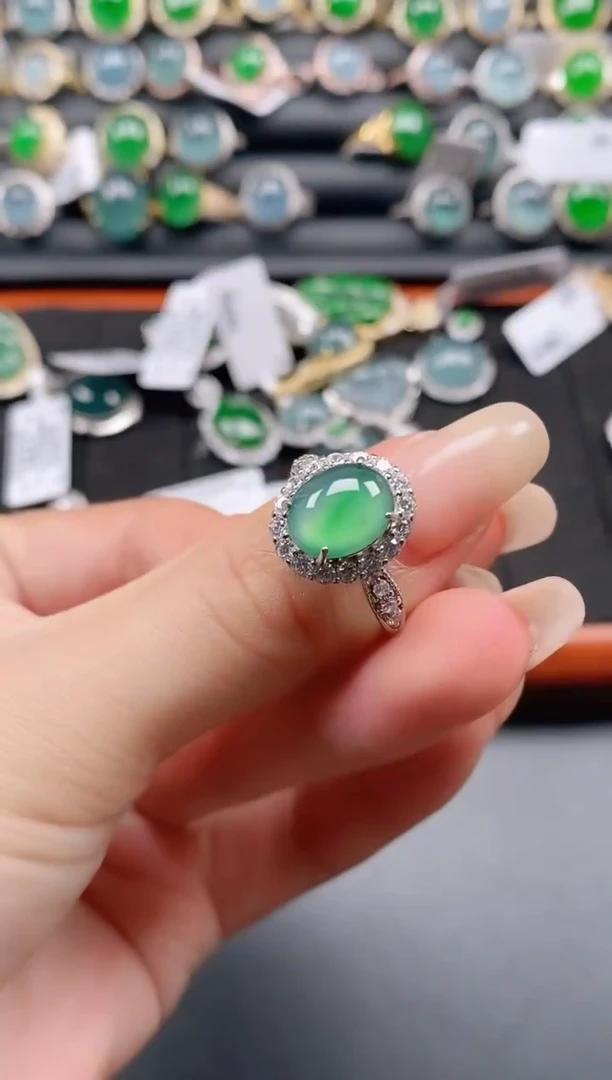 银S925镶嵌戒指翡翠11