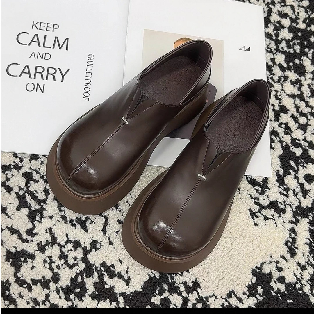 2025新款真皮松糕厚底一脚蹬两穿英伦风百搭单鞋5K10-3633-3