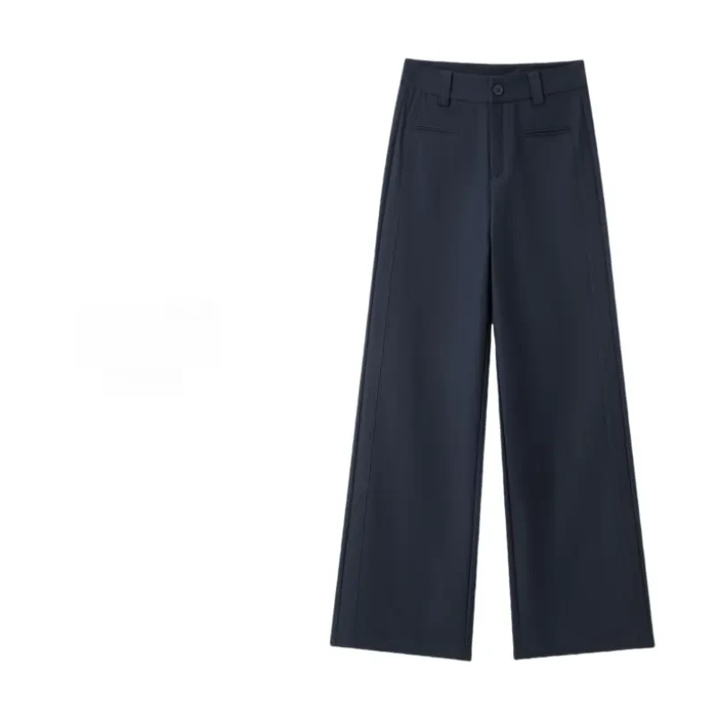 2025早秋新款抗皱直筒高腰深档遮肉显瘦百搭洋气时尚女西装阔腿裤