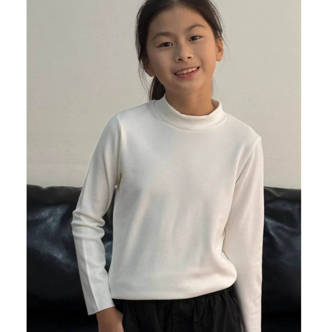 【黄标德绒】冬季新款儿童半高领打底衫纯色双磨毛保暖内衣上衣裤子