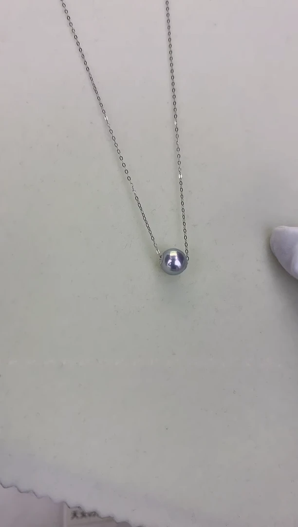 18K金镶嵌DA海水珍珠 GD064 8-8.5 路路通吊坠