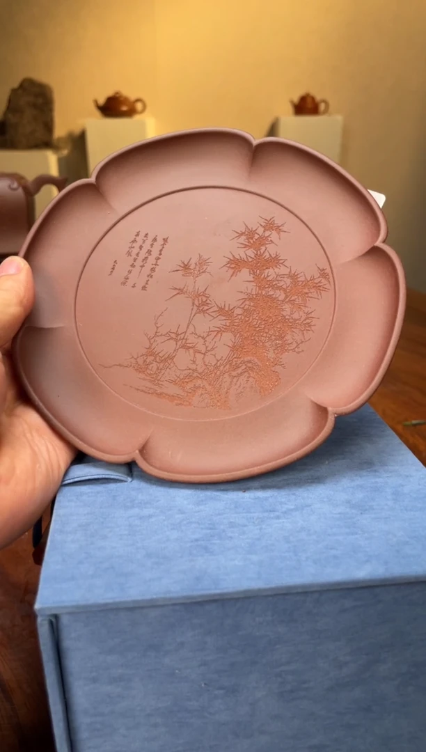 茶杯紫砂YZGT17142 袁门-雅韵香碟（紫泥刻竹）