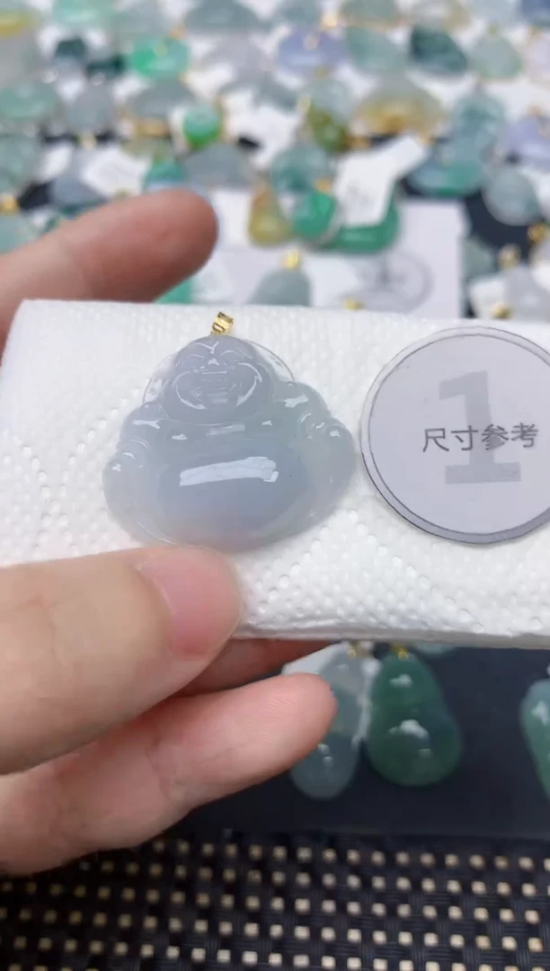 颈饰18K金镶嵌翡翠天然缅甸A货翡翠