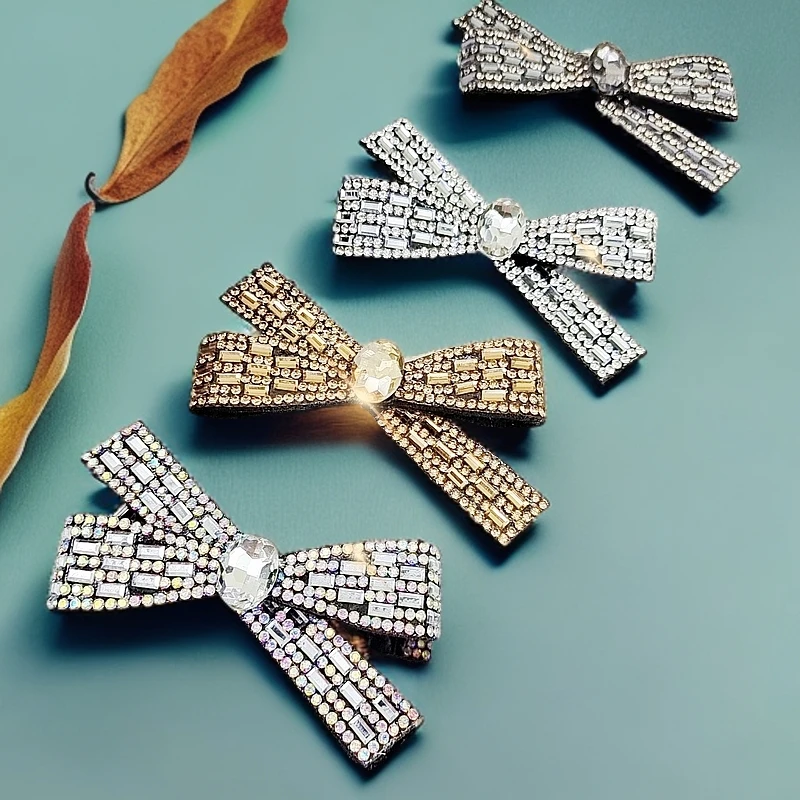 简约镶钻黑色刘海夹高级感气质优雅时尚女鸭嘴夹发卡发夹发饰YT