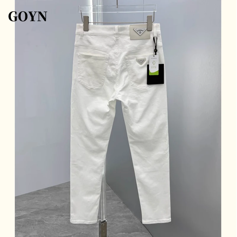 GOYN秋季潮流百搭男士修身小脚美式复古高街休闲男装直筒牛仔长裤
