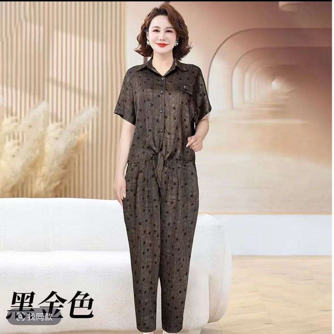 1035-夏季时尚套装气质印花休闲百搭减龄