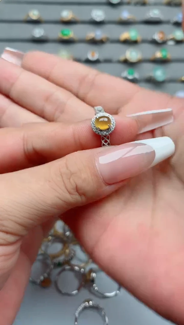 银S925镶嵌戒指翡翠.