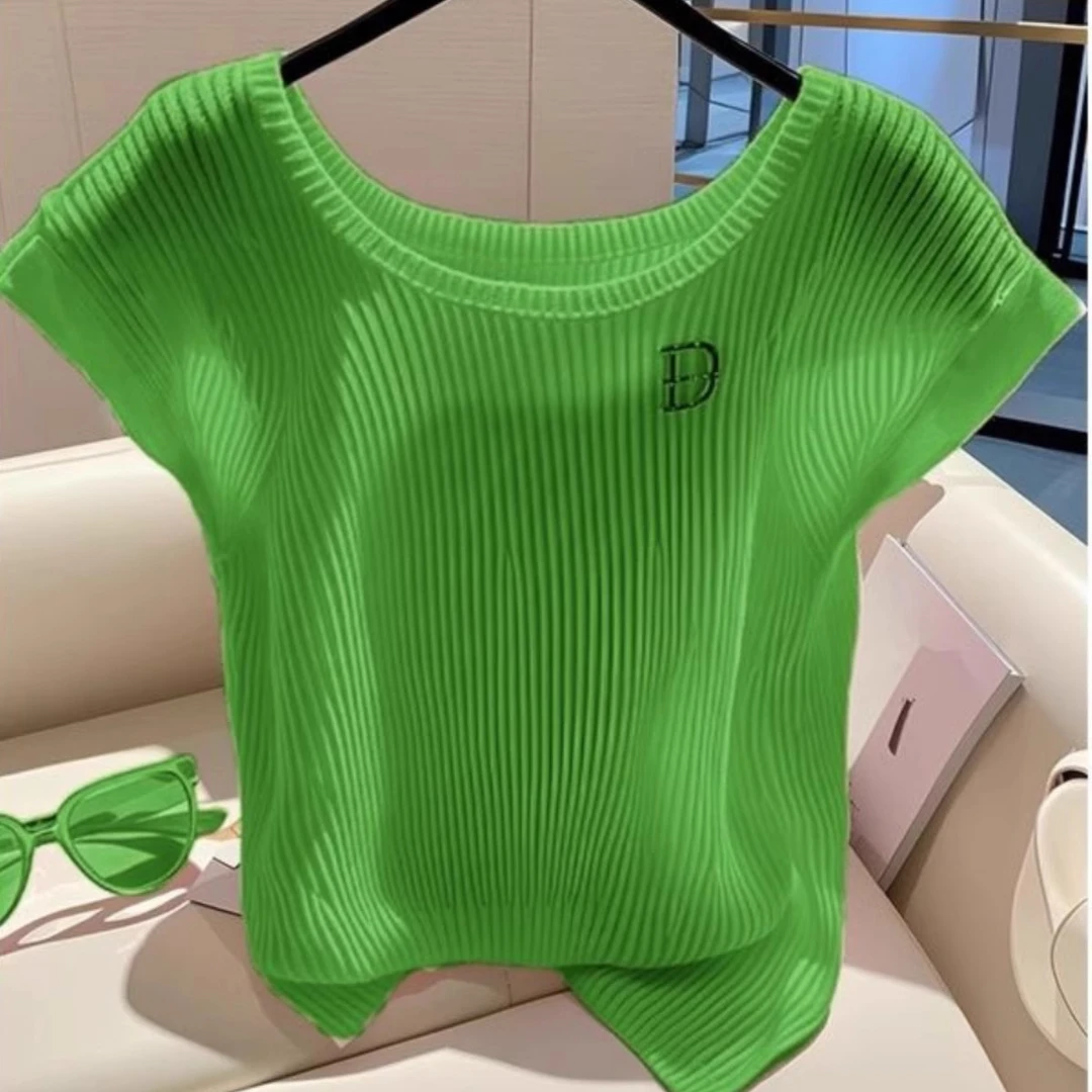 紫色宽松设计感小飞袖短袖T恤女款2025新款夏季chic韩系温柔上衣