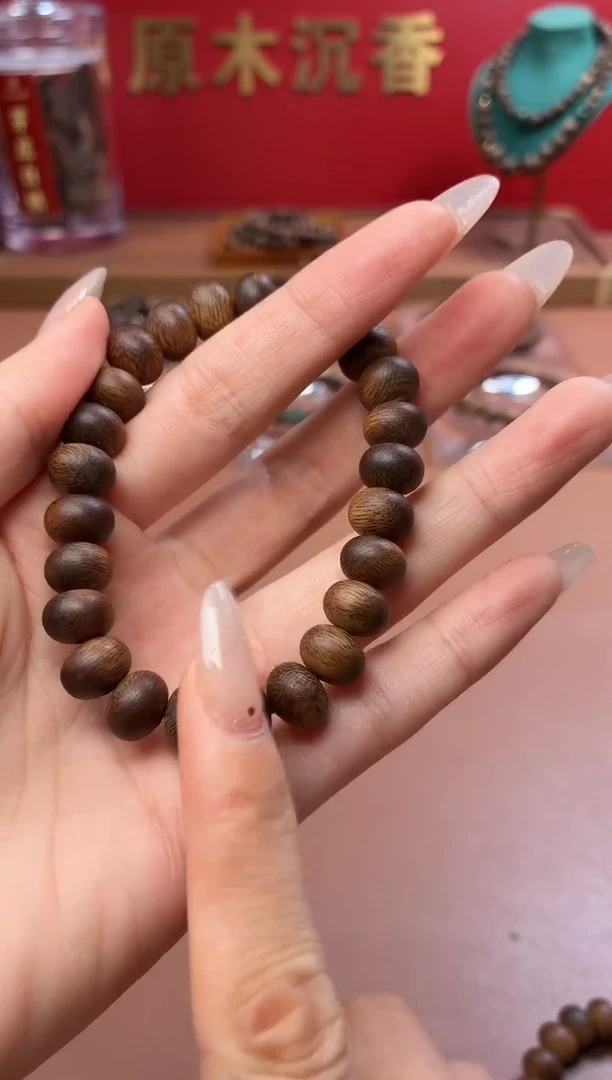 沉香手串沉水越南芽庄雷击黄棋7*10mm算盘珠沉水料